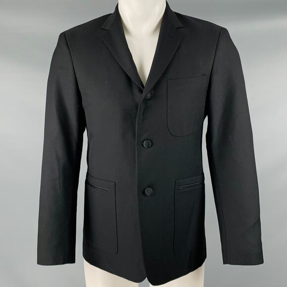 BLACK FLEECE Size 38 Black Wool Notch Lapel Sport Coat - Picture 1 of 10